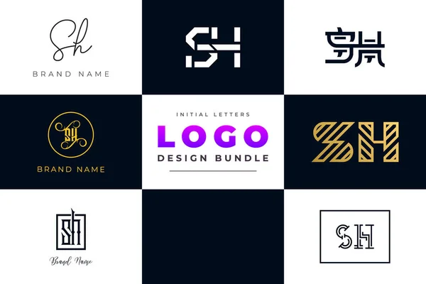 stock vector Initial letters SH Logo Design Bundle