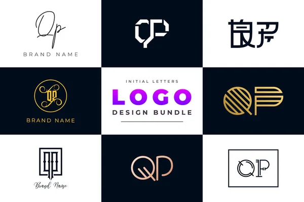 stock vector Initial letters QP Logo Design Bundle