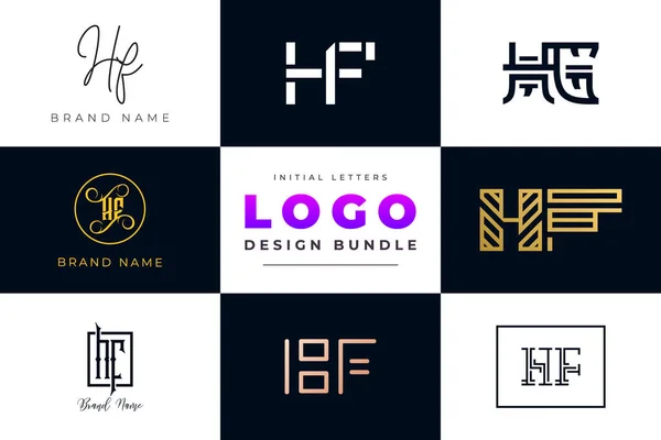 stock vector Initial letters HF Logo Design Bundle