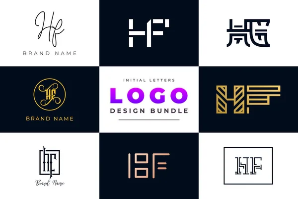 Stock vector Initial letters HF Logo Design Bundle