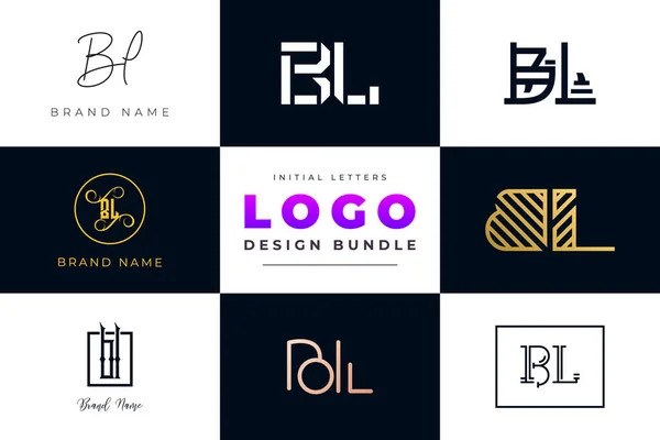 stock vector Initial letters BL Logo Design Bundle