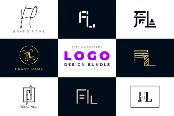 Letras Iniciales Logo Design Bundle Ilustraciones de stock libres de derechos