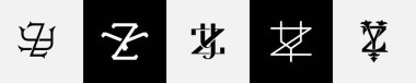 İlk harfler ZY Monogram Logo Tasarım Paketi