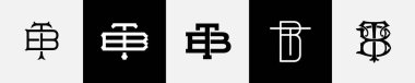 İlk harfler TB Monogram Logo Tasarım Paketi