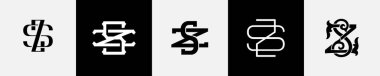 İlk harfler SZ Monogram Logo Tasarım Paketi