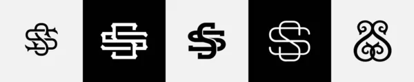 初期文字Ssモノグラムロゴデザインバンドル — ストックベクタ