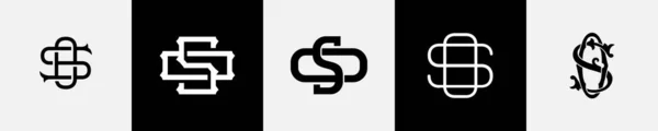 Initial Letters Monogram Logo Design Bundle — Stock Vector