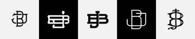 İlk harfler JB Monogram Logo Tasarım Paketi