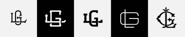 İlk harfler GL Monogram Logo Tasarım Paketi