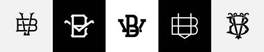 İlk harfler BV Monogram Logo Tasarım Paketi