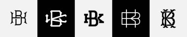 İlk harfler BK Monogram Logo Tasarım Paketi