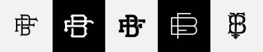 İlk harfler BF Monogram Logo Tasarım Paketi