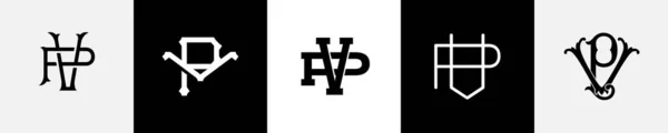 Ursprungliga Bokstäver Monogram Logotyp Design Bundle — Stock vektor