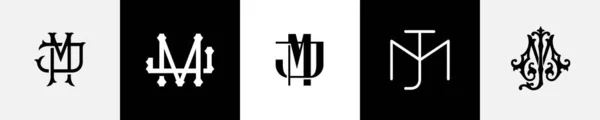 Ursprungliga Bokstäver Monogram Logo Design Bundle — Stock vektor