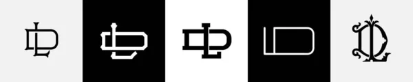 初期文字Ldモノグラムロゴデザインバンドル — ストックベクタ