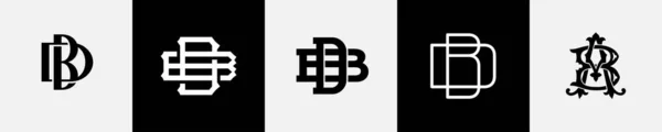 Initiële Letters Monogram Logo Design Bundel — Stockvector