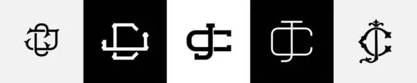 Initiële Letters Monogram Logo Design Bundel — Stockvector