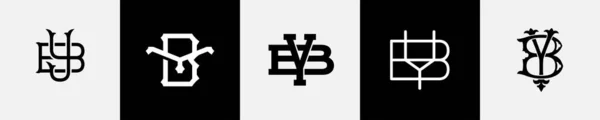 Initial Letters Monogram Logo Design Bundle — Stock Vector