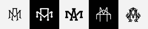 stock vector Initial letters AM Monogram Logo Design Bundle