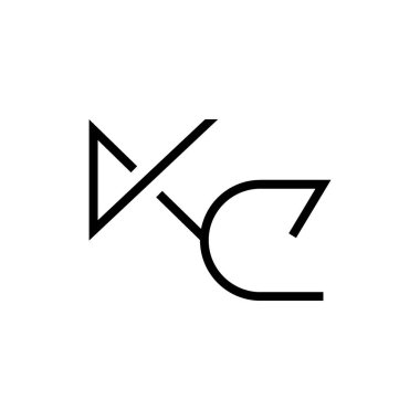 Minimal Letters KC Logo Design clipart