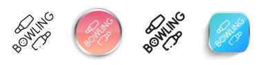 Bowling ikonu. İnce Doğrusal, Düzenli ve Düğme Biçimi Tasarımı Beyaz Arkaplanda İzole Edildi