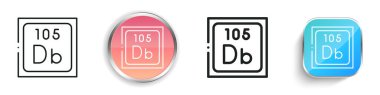 dubnium simgesi. İnce Doğrusal, Düzenli ve Düğme Biçimi Tasarımı Beyaz Arkaplanda İzole Edildi