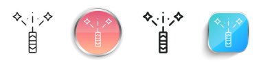 Havai fişek ikonu. İnce Doğrusal, Düzenli ve Düğme Biçimi Tasarımı Beyaz Arkaplanda İzole Edildi