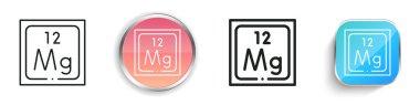 Magnezyum ikonu. İnce Doğrusal, Düzenli ve Düğme Biçimi Tasarımı Beyaz Arkaplanda İzole Edildi