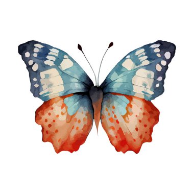 Colorful butterflies watercolor isolated on white background. Pink, green, brown, yellow butterfly. Spring animal vector illustration.