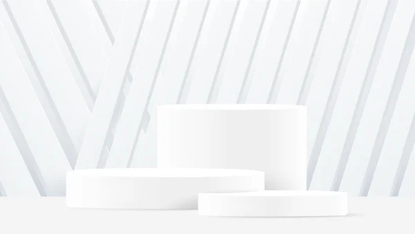 Minimalny Statyw Wyświetlania Produktu Białym Tle Geometryczną Platformą Vector Etap — Wektor stockowy