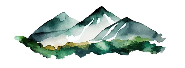Abstrakte Berglandschaft Aquarell Hintergrund Natur Bergblick Tapete Schöne Hügel Malerei — Stockvektor