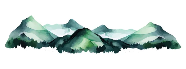 Abstrakte Berglandschaft Aquarell Hintergrund Natur Bergblick Tapete Schöne Hügel Malerei — Stockvektor