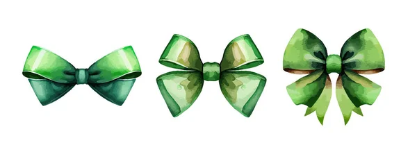 Grön Båge Akvarell Set Isolerad Vit Bakgrund Saint Pattrick Dag — Stock vektor
