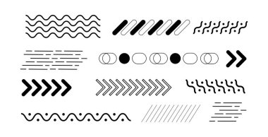Soyut geometrik element tasarımı seti. Minimum konseptte dekoratif modern estetik çizgisi. Vektör illüstrasyonu.