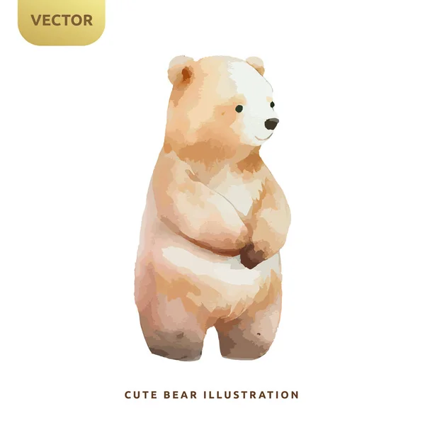 Милий Плюшевий Ведмедик Акварель Ізольований Білому Тлі Щасливий Ведмідь Дизайн — стоковий вектор