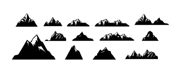 Berghügel Silhouette Gesetzt Isoliert Auf Weißem Hintergrund Grafische Outdoor Berge — Stockvektor