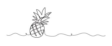 Ananas meyvesi aralıksız tek çizgi çizimi, tek çizgi sanat öğesi, minimalist çizim çizimi çizim çizimi vektör ilüstrasyonu, yaz tatili konsepti.