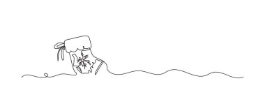 Noel Baba çorap aralıksız tek çizgi çizimi, tek çizgi sanat öğesi, minimalist çizim çizimi çizimi vektör çizimi, yeni yıl kış konsepti..