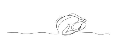 Kızarmış hindi aralıksız tek çizgi çizimi, tek çizgi sanat öğesi, minimalist çizim çizimi çizim çizgisi çizimi çizimi, sonbahar ve şükran günü konsepti.