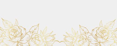 Lüks altın manolya çiçeği arka planı. Çiçek desenli tropikal resim tarzı selamlama, davetiye, düğün kartı, duvar resmi, duvar kağıdı ve baskı için. Vektör illüstrasyonu.