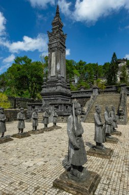 Hue, Vietnam - 25 Aralık 2022: Hue, Vietnam 'daki Khai Dinh Mezarı manzarası.