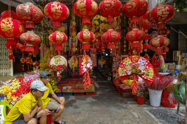 Ho Chi Minh City, Vietnam - January 6, 2023: Chinese lantern shop in Cholon in Ho Chi Minh City, Vietnam.