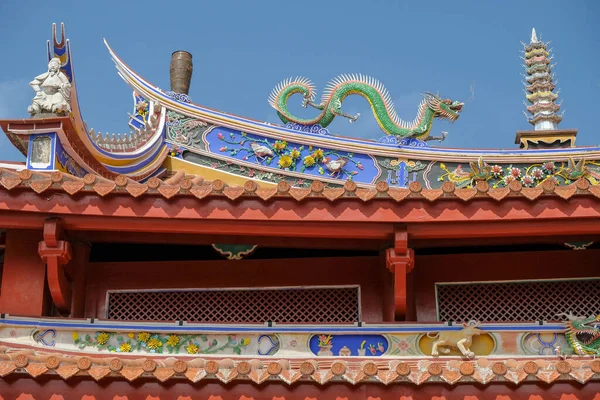 stock image Tainan, Taiwan - February 5, 2023: Detail of the roof of the Confucius Temple also called the First Academy of Taiwan in Tainan, Taiwan.