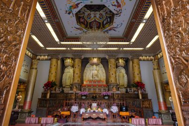 Keelung, Tayvan - 16 Şubat 2023: Fo Guang Shan Ji Le Temple, Tayvan 'da bir Budist tapınağıdır..