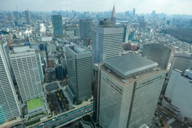 Tokyo, Japonya - 6 Mart 2023: Tokyo Metropolitan Hükümet Binası Tokyo şehri manzarası.