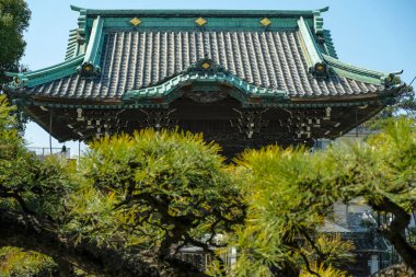 Tokyo, Japonya - 8 Mart 2023: Tokyo, Japonya 'daki Katsushika kentindeki bir Budist tapınağı olan Shibamata Taishakuten' in detayları.