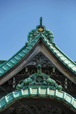 Tokyo, Japonya - 8 Mart 2023: Tokyo, Japonya 'daki Katsushika kentindeki bir Budist tapınağı olan Shibamata Taishakuten' in detayları.