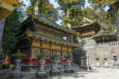 Nikko, Japonya - 11 Mart 2023: Nikko Toshogu, Japonya 'nın Nikko kentinde bulunan bir UNESCO Dünya Mirası Tapınağı.