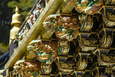 Nikko, Japonya - 11 Mart 2023: Nikko Toshogu 'nun Ayrıntıları, Japonya' nın Nikko kentinde bulunan bir UNESCO Dünya Mirası Tapınağı.