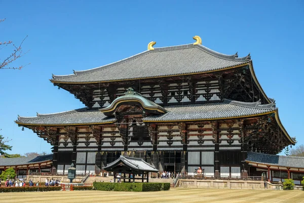 stock image Nara, Japan - March 22, 2023: Tourists visiting the Todaiji Temple is a Buddhist temple in Nara, Japan.